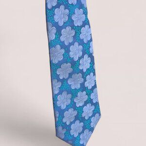 Geoff Nicholson Blue Floral Silk Tie